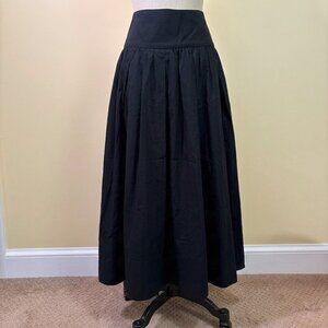 Susanne Bommer Pleated High-Waisted Cotton Maxi Skirt - Black Size 34EU (US2/XS)